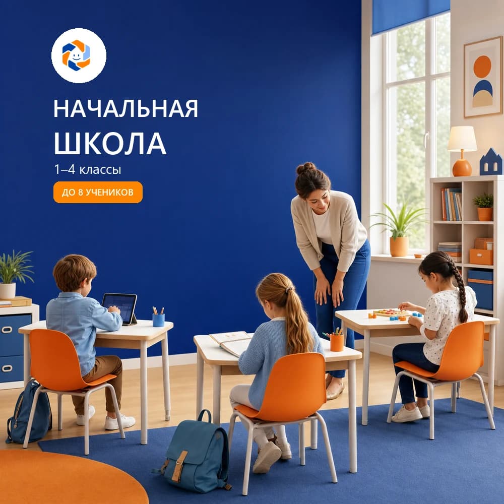 Занятие небольшого класса вместе с педагогом